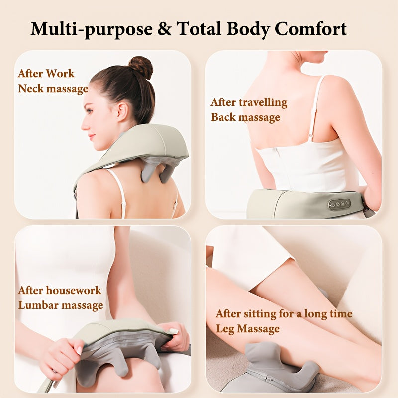 Nek- en Schoudermassager met Warmtefunctie – Compact & USB Oplaadbaar