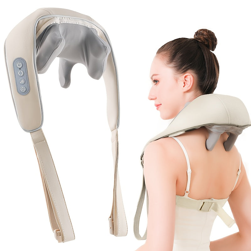 Nek- en Schoudermassager met Warmtefunctie – Compact & USB Oplaadbaar