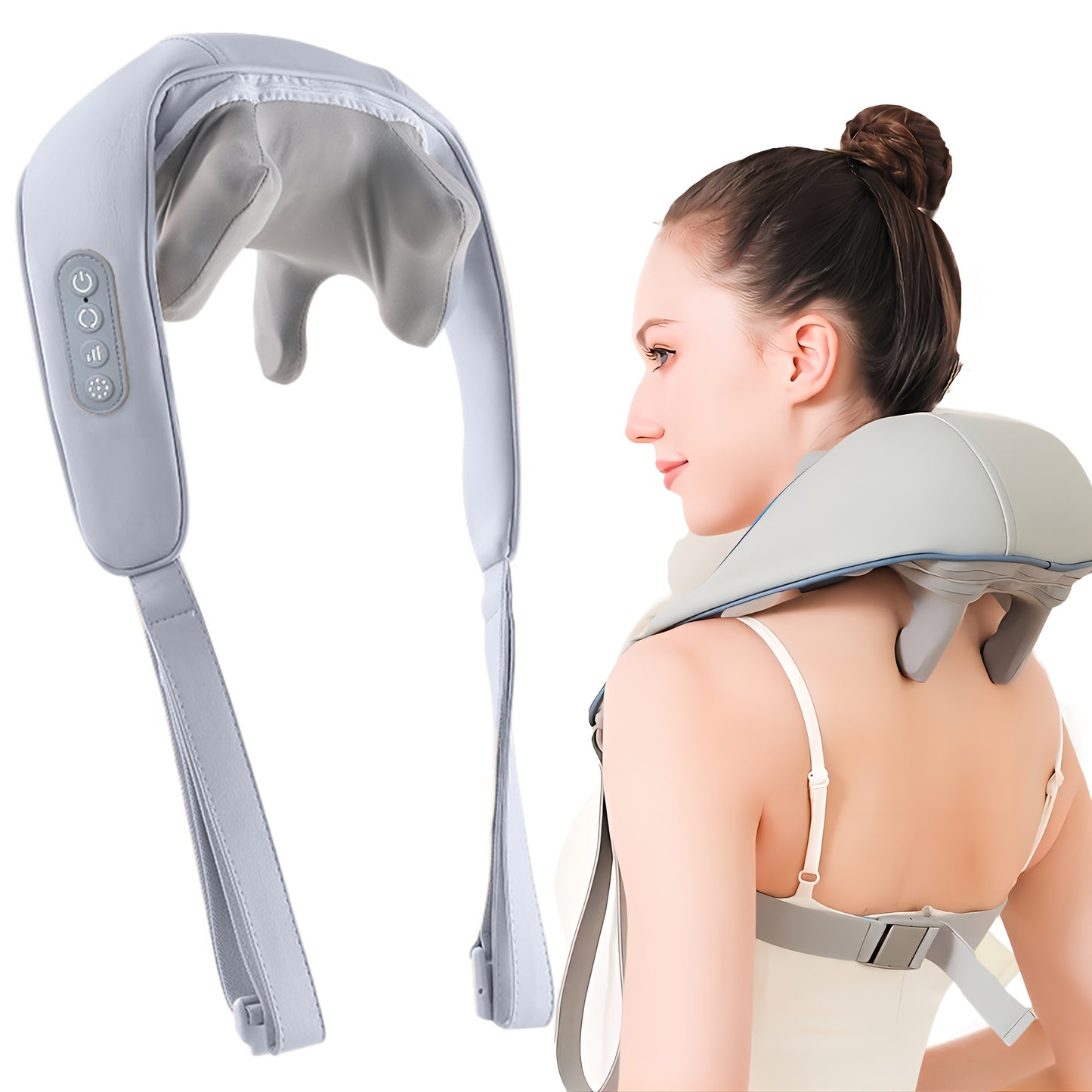Nek- en Schoudermassager met Warmtefunctie – Compact & USB Oplaadbaar