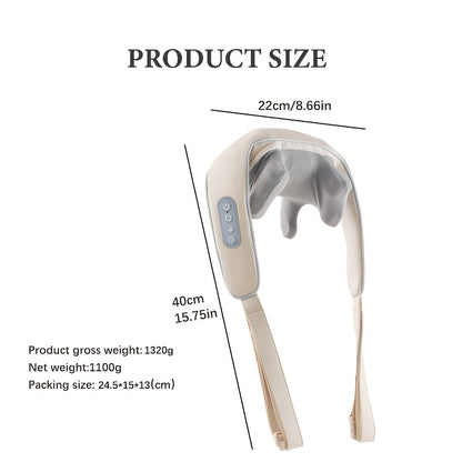 Nek- en Schoudermassager met Warmtefunctie – Compact & USB Oplaadbaar