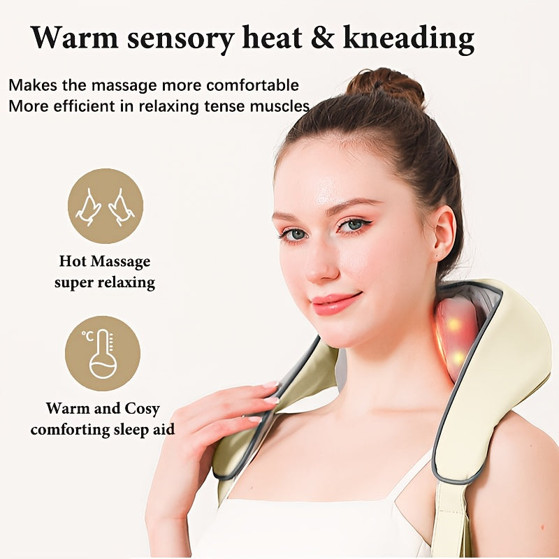 Nek- en Schoudermassager met Warmtefunctie – Compact & USB Oplaadbaar