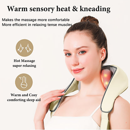 Nek- en Schoudermassager met Warmtefunctie – Compact & USB Oplaadbaar