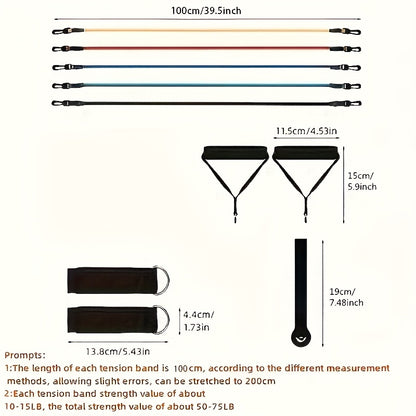 11-delige Weerstandsbanden Set – Home Gym & Fitnesssysteem