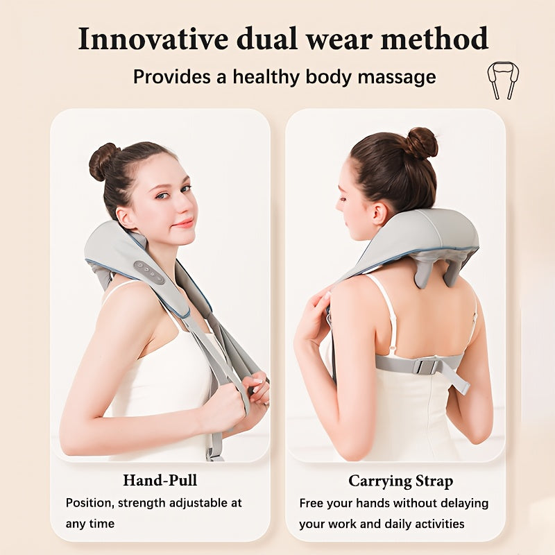 Nek- en Schoudermassager met Warmtefunctie – Compact & USB Oplaadbaar